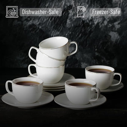 BTaT- Cappuccino Cups with Saucers 6 oz, Dishwasher Safe, Au Lait, Flat White - Image 3