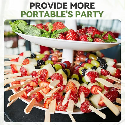 100PCS Cocktail Picks, Fancy Toothpicks for Appetizers, Decorative Skewers for Appetizers Drinks Party Fruit,4.7 Inch Long Wooden Bamboo Paddle Food Sticks Charcuterie Boards Accessories
