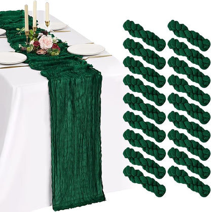 18 Pack Cheesecloth Table Runner 10FT Emerald Green Table Runner Boho Gauze by Showgeous
