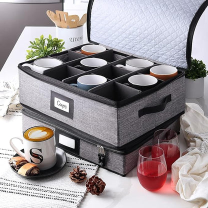 Hearth & Harbor Coffee Mug Storage, Quilted and Stackable Coffee Cup Storage - Image 7
