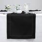 Solino Home 100% Linen Table Runner Black, Classic Hemstitch 14 x 132 in | by SolinoHome