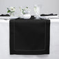 Solino Home Linen Black Table Runner 90 Inches Long - 100% Pure Linen Hemstitch 14 x 90 Inch Table Runner for Dining, Spring, Easter - Classic Hemstitch