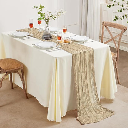 AGIRL Beige Cheesecloth Table Runner 10FT Fall Boho Gauze Home Decor | Rustic - Image 8