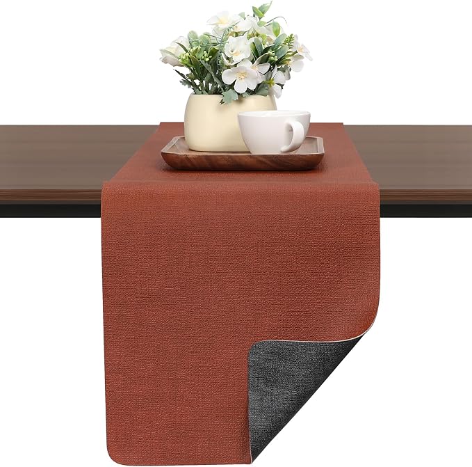 Table Runners 94 Inch Long, Dual-Sided Faux Leather Table Runner | Waterproof by Chitomars