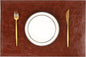 Jovono Waterproof PU Placemats, Faux Leather Dining Table Mat, Set of 8, Easy to Wipe Off Scrub Vinyl Mat, Heat & Stain Resistant for Office Conference Table, Home Décor Brown