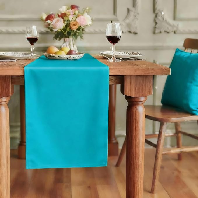 FOLINS&HOME Teal Waterproof Decorative Table Runner 48 Inches Long | 210GSM by FOLINSHOME