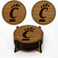 LazerEdge Cincinnati Bearcats Wooden Coaster Set - Cherry Wood - Officially Licensed Product - 4-Pack