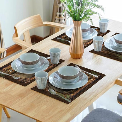 Bear Placemats Set of 4 - Rustic Lodge Place Mats 12x18 Vintage Cabin Table Mats Farmhouse Kitchen Mats for Party Dining Table