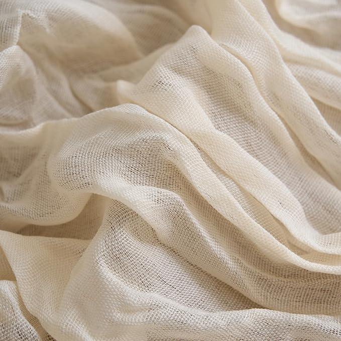 Asee'm 2pcs Beige Cheesecloth Table Runner Summer 10FT Boho Gauze Rustic | Boho - Image 5