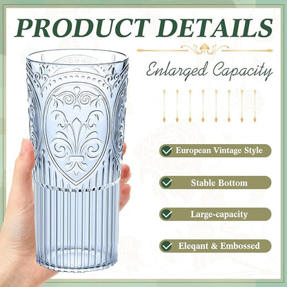 Wiwiqing 20oz Vintage Plastic Ribbed Tumblers Set of 12, Baby Shower, Birthday - Image 2