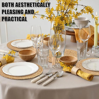Kochorie Set of 24 Round Woven Placemats 12-Inch Natural Water Hyacinth Plant Placemats Hand-Woven Boho Rattan Placemat Wicker Weave Table Mats for Home Dinner Plates Holiday Supplies