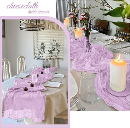 6 Pack Lavender Cheesecloth Table Runner 20 x 120 Inch Gauze Table Runner - Image 4