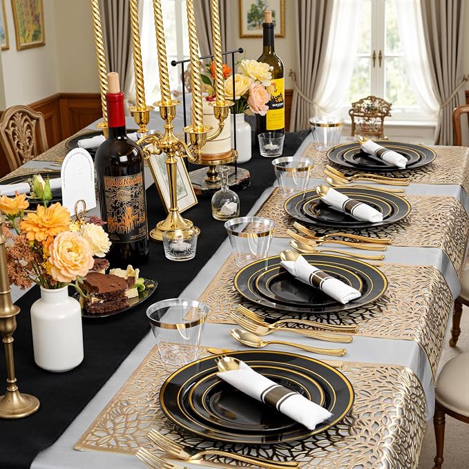 175PCS Black and Gold Plates - Image 7