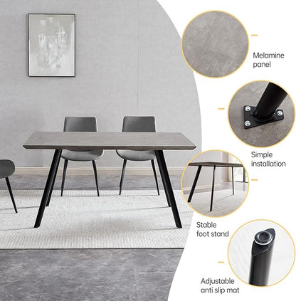 ZckyCine Modern 5-Piece Dining Table Set Rectangular Wood Table with 4 Upholstered Leather Chairs, Seats 4