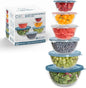 COOK WITH COLOR 12 Pc Glass Mixing Bowl Set with Lids – Borosilicate Glass Nesting Bowls for Cooking, Baking and Meal Prep, Blue/Pink