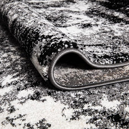 Keen Home Design Area Runner Rugs - 2x12 Non-Shedding, Abstract Runner for Kitchen, Living Room, Bedroom, Dining Room, Entryway - Size: 2'8" x 11'11", Abstract Black