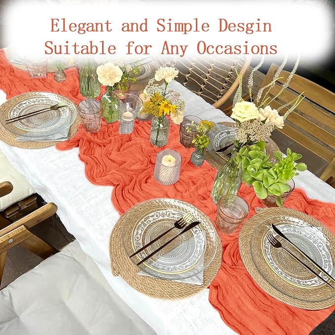 8 Pack Orange Cheesecloth Table Runner 20 x 120 inch Gauze Table Runners 10 FT - Image 6