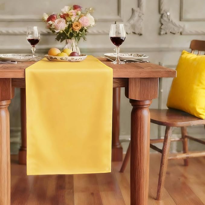 FOLINS&HOME Yellow Waterproof Decorative Table Runner 90 Inches Long | 210GSM by FOLINSHOME