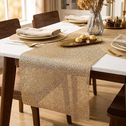 FAVE Gold Table Runners 60 Inches Table Runner Line Shaped | Short Table Runner - Image 3