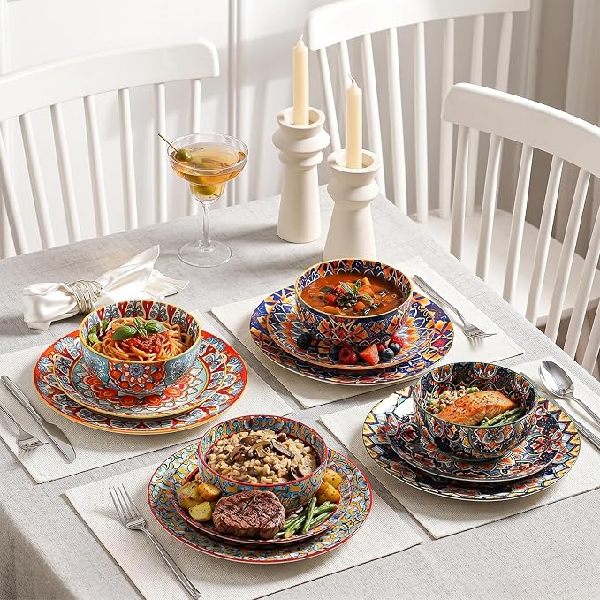 12-Piece Bohemian Porcelain Dinnerware Set - Image 2