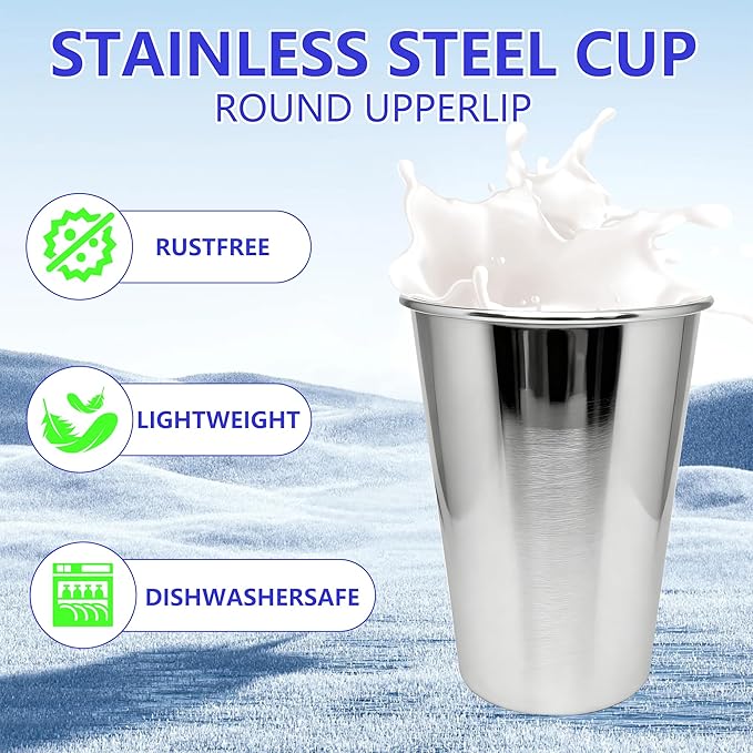 20oz 30PCS Stainless Steel Pint Cups, Reusable metal Cups, Drinking | Pint - Image 4