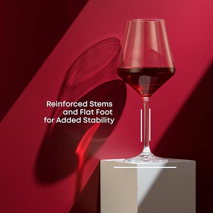 JoyJolt Layla Italian Red Wine Glasses, 17 oz Clear – Made in Europe - Image 5