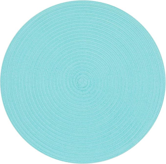 SHACOS Round Placemats Set of 4 Washable 15 inch Round Table Mats Cotton by SHACOS
