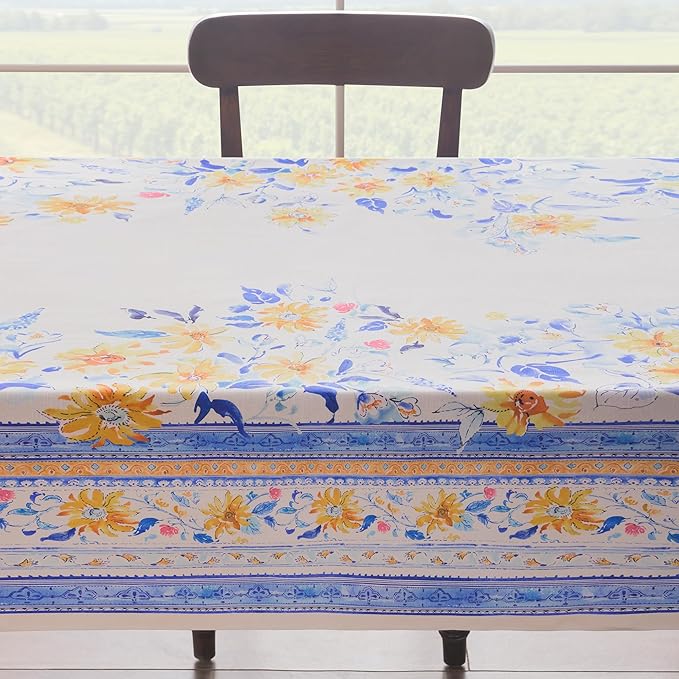 Maison d' Hermine Table Cloth Rectangle Table 100% Cotton 70 x 108 Inches Tablecloth Reusable Decorative for Dining Room Farmhouse Home Valentines Day Decorations Spring Summer - Girassol