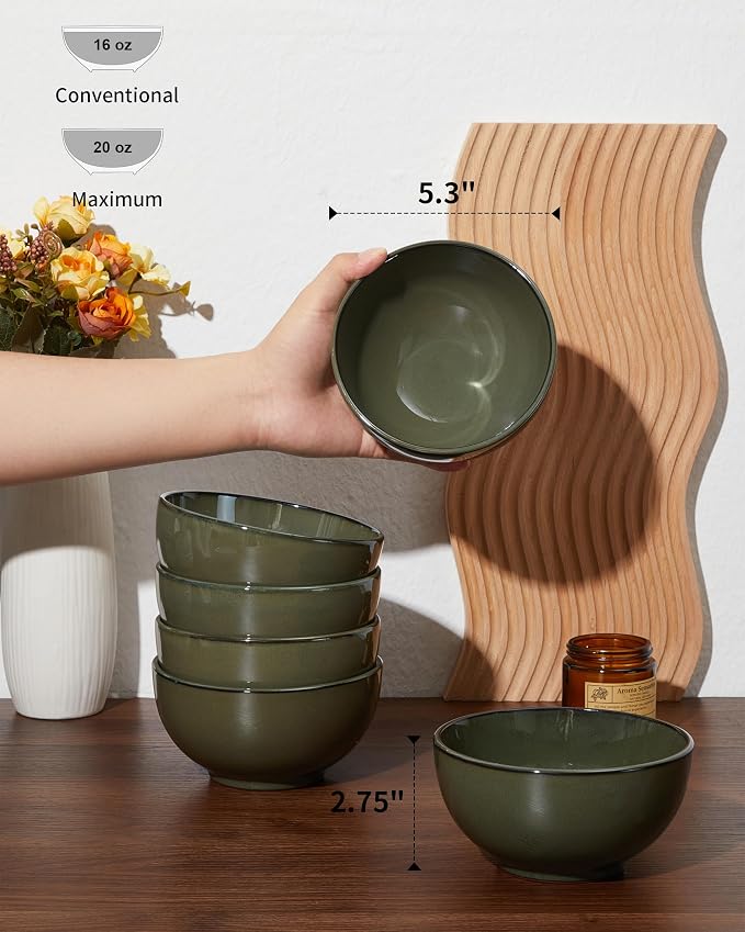 5.3" Cereal Bowls & Dessert Bowls Set of 6-20 Oz Small Bowls - Image 2