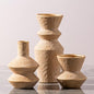 Ceramic Vase Home Table Decor - Gold Flower Vase Set of 3 Living Room Kitchen Decorations Farmhouse Modern Rustic Vases Decorative Centerpiece for Shelf Bedroom Office Bathroom Dining Coffee Desk