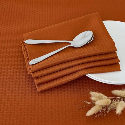 maxmill Fall Cloth Napkins 20 x 20 Inch Weaved Pattern Soft Comfortable and Luxury Serviette for Harvest Thanksgiving Family Dinners Weddings Parties and Banquets Set of 4 Pieces, Rust