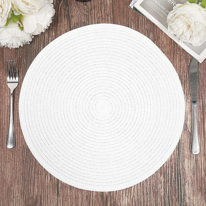 SHACOS Round Braided Placemats Set of 4 Washable Round Table Mats - Image 6