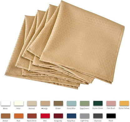 maxmill Cloth Napkins 20 x 20 Inch Weaved Texture Pattern Soft Comfortable and Luxury Serviette for Restaurant Family Dinners Weddings Parties and Banquets Set of 4 Pieces, Beige