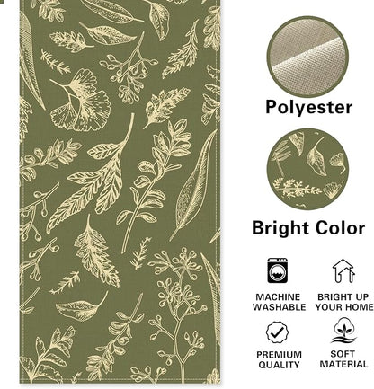 Green Botanical Leaves Dining Table Runner, Vintage Fern Plant | Greenery - Image 2