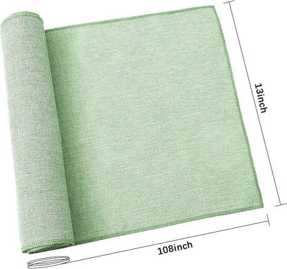 Light Green Burlap Table Runner 4 Packs Rustic Farmhouse Fabric 13x108 Inch | - Image 7