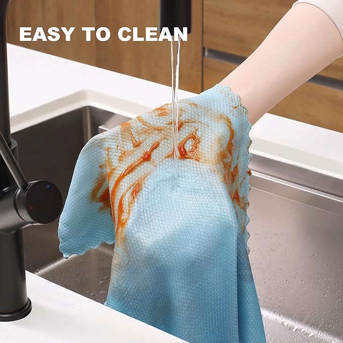 JOYMOOP Fish Scale Streak Free Magic Glass Window Cleaning Cloth, Microfiber Cleaning Cloth, Reusable Absorbent Shiny Wipes, Microfiber Towels, Lint Free Dish Drying Polishing Towels, 5 pcs