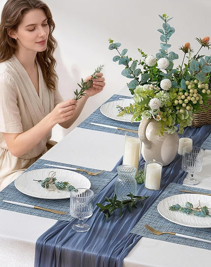 Leetaltree Deep Navy Woven Placemats Set of 12 - Image 3