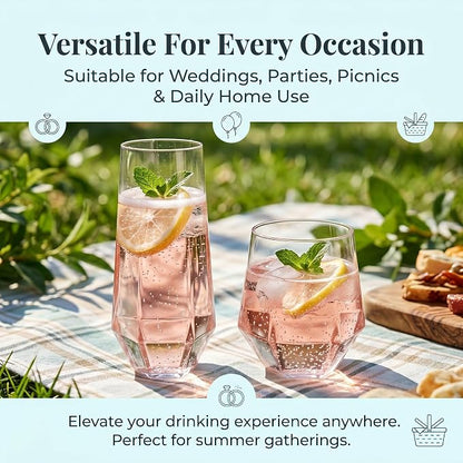 Lueumxc 56 Pack Plastic Wine Glasses Disposable Diamond Champagne Flutes - Image 6