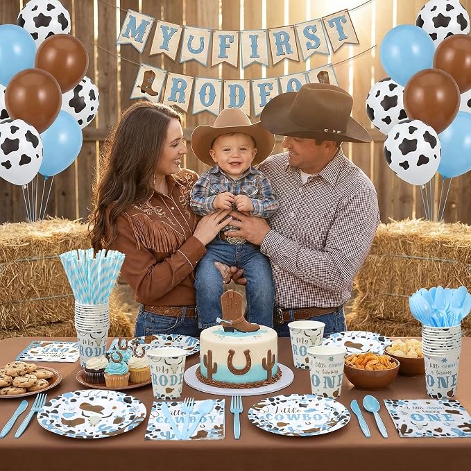 450 Pcs My First Rodeo Birthday Tableware Set Decorations Western Cowboy 1st - Image 4