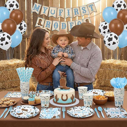 450 Pcs My First Rodeo Birthday Tableware Set Decorations Western Cowboy 1st - Image 4