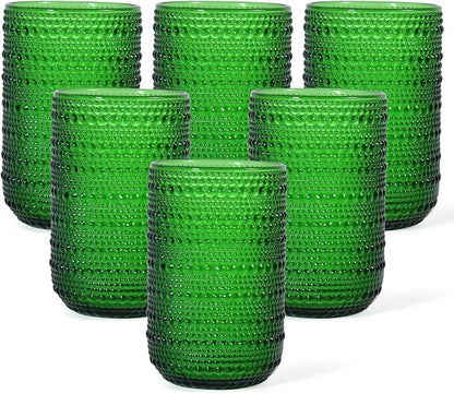 CHLJAR Christmas Green Vintage Wine Drinking Glasses Set of 6, 14 oz hobnail by Unknown