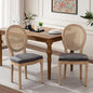 SoarFlash French Dining Chairs Set of 2, Vantage Dining Chair with Round Back, Wood Leg Farmhouse Country Rattan Dining Chair for Kitchen,Bedroom,Deep Grey