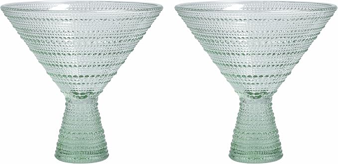 Fortessa Jupiter Hobnail Glass, 11.5 Ounce Martini, Sage Green by Unknown