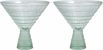 Fortessa Jupiter Hobnail Glass, 11.5 Ounce Martini, Sage Green by Unknown