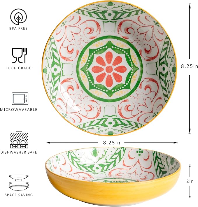 LEHAHA Pasta Bowls Set of 4, 8.25 inch Ceramic Serving Bowls - Image 7