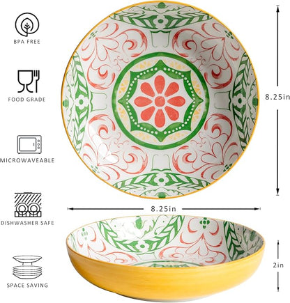 LEHAHA Pasta Bowls Set of 4, 8.25 inch Ceramic Serving Bowls - Image 7