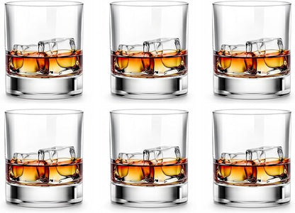 LUXU Whiskey Glasses-Premium 11 OZ Scotch Glass Set of 6 /Old Fashioned Whiskey Glasses/Style Glassware for Bourbon/Rum glass,Clear