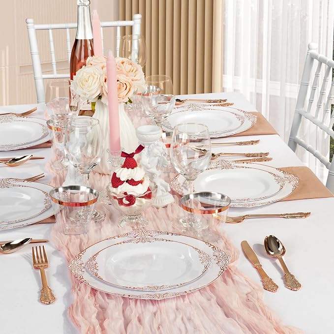 Bestluck 175PCS Rose Gold Disposable Dinnerware - Image 7