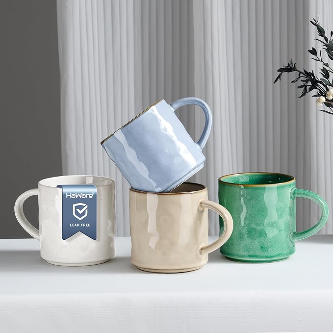 HaWare 14OZ Coffee Mugs Set of 4, Stoneware Coffee Cups by HaWare