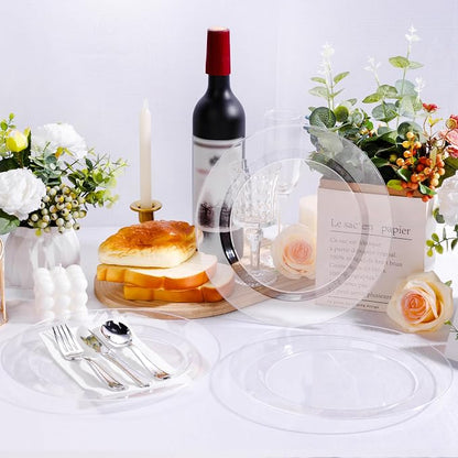 Bestluck 100PCS Clear Plastic Dinner Plates 10inch, Premium Hard Disposable - Image 5